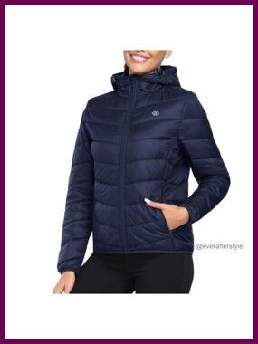 MoFiz Women's Puffer Jacket Hooded Waterproof Quilted Insulated Warm Coat